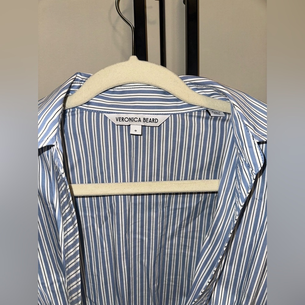Veronica Beard Light Blue Striped Mini Dress - Picture 8 of 11